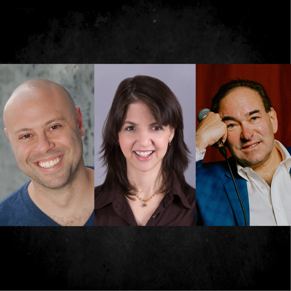 Comedians Jon Fisch, Karen Bergreen, and Shaun Eli