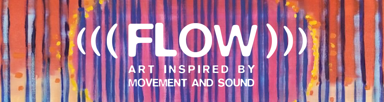 Flow text set to a colorful, painterly image of oscillating purple, reds, oranges, and yellows