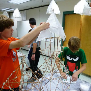 youth students making paper lanterns