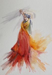 watercolor painting of a dancer
