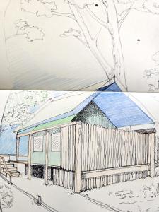 drawing of a building