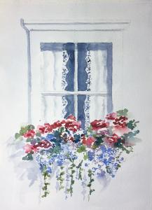 watercolor painting of a window