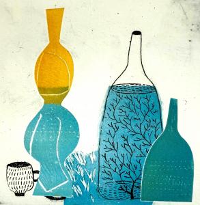 Etching with hard ground and monotype 