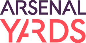 Arsenal Yards purple and red text logo