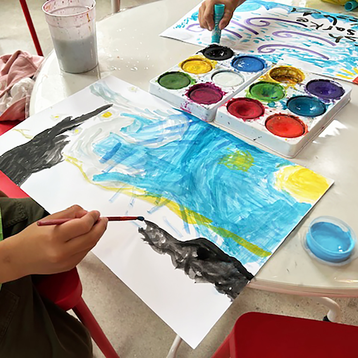youth students painting