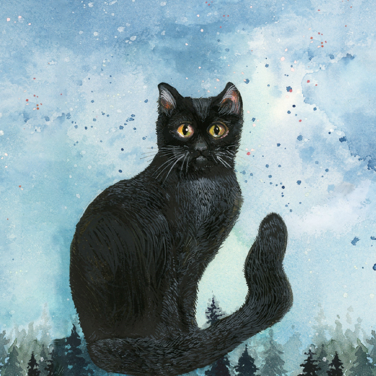 Painting of a black cat by Boriana Kantcheva