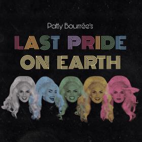 a rainbow of 5 images of Patty Bourree's head with the words Patty Bourree's Last Pride on Earth