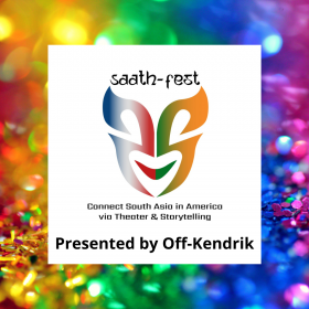 The SAATH logo is a colorful mask shape with a rainbow border