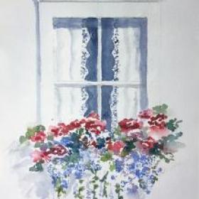 watercolor painting of a window