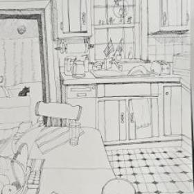 Drawing of a kitchen 